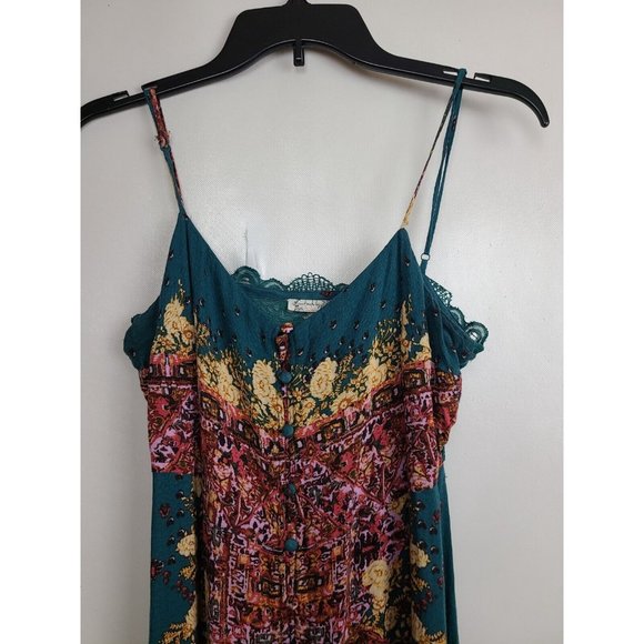 Free People Green Jade Combo BOHO Morning Song Maxi Dress Size Small - Picture 5 of 11